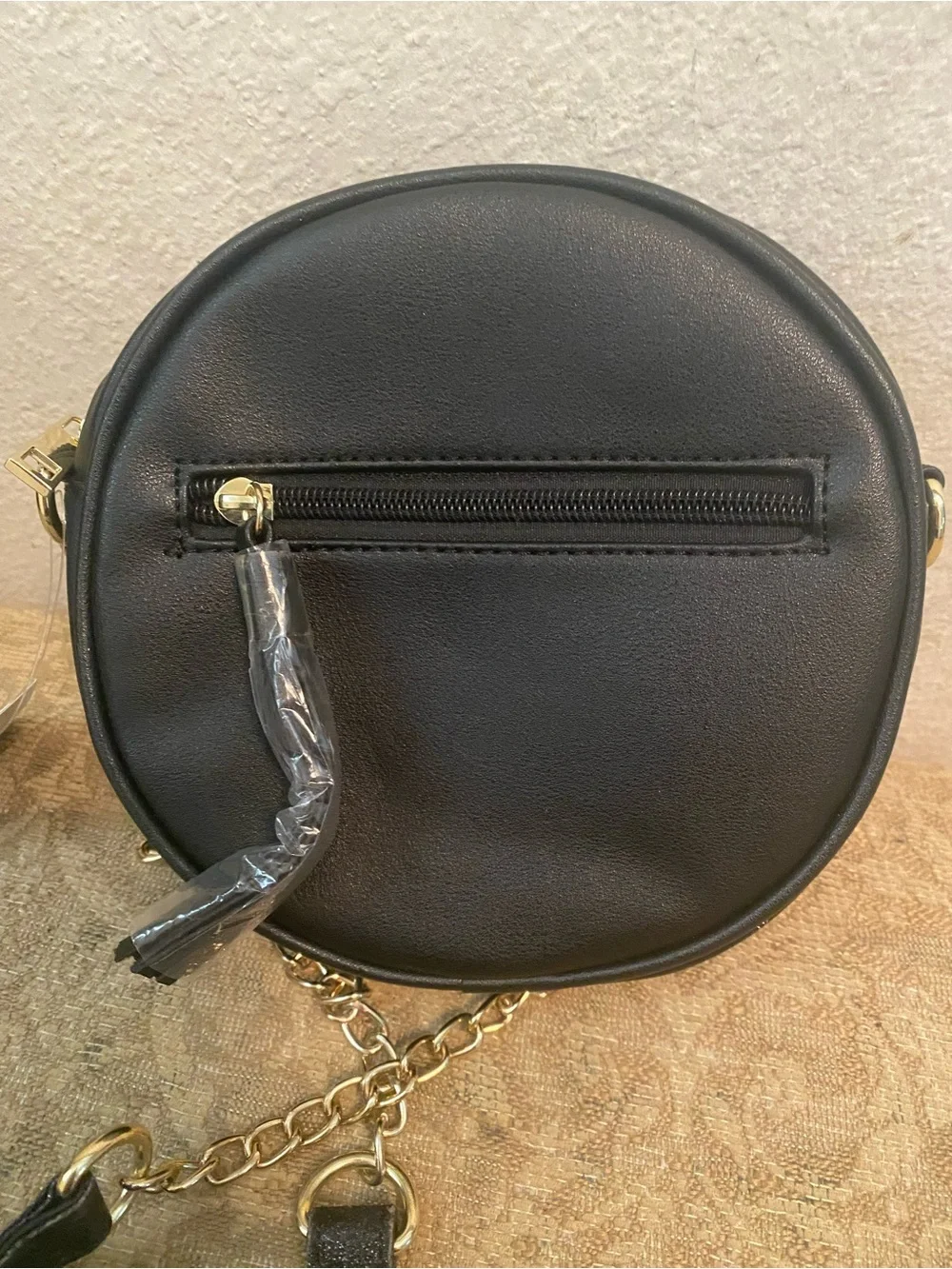 Olivia Miller Black Glitter Bear Crossbody Bag with White Snout NWT